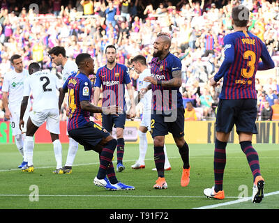 Arturo Vidal des FC Barcelona feiert sein Ziel während des Spiels zwischen dem FC Barcelona gegen Getafe CF von LaLiga, Datum 20, 2018-2019 Saison. Das Stadion Camp Nou. Barcelona, Spanien - 12. Mai 2019 Stockfoto