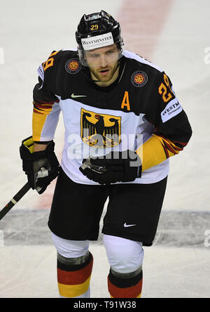 Kosice, Slowakei. 15 Mai, 2019. Eishockey: Wm, Deutschland - Slowakei, Vorrunde, Gruppe A, 4.Spieltag in der Arena. Deutschlands Leon Draisaitl in Aktion. Credit: Monika Skolimowska/dpa-Zentralbild/dpa/Alamy leben Nachrichten Stockfoto