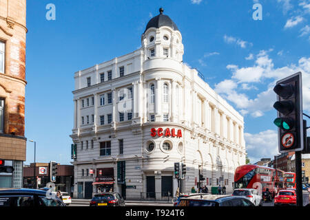 Die Scala, einmal ein Kino und eine Disco und Live Musik Veranstaltungsort, auf Pentonville Road, King's Cross, London, UK, 2019 Stockfoto