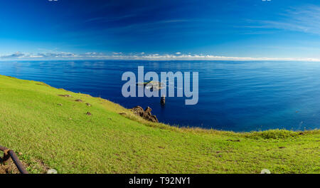 Tangata matu Inselchen in Rapa Nui, Panoramaaussicht Stockfoto