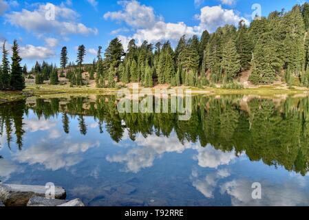 Reflexion über Emerald Lake in den Lassen Volcanic National Park, Kalifornien Stockfoto