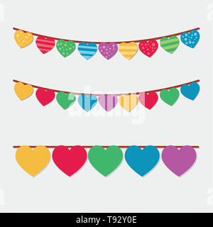 Vektor liebe Bunting und girlande Set Stock Vektor
