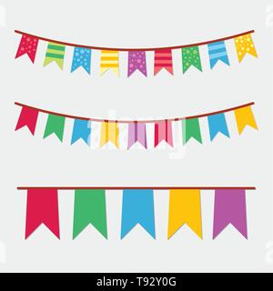 Bunte vektor Bunting und girlande Set Stock Vektor
