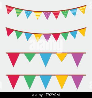 Vektor Dreieck Bunting und girlande Set Stock Vektor