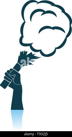 Fußball-Fans Hand Flayer mit Rauch Symbol verbrannt. Schatten Reflexion Design. Vector Illustration. Stock Vektor