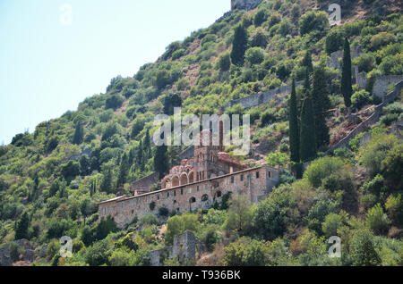 Das kloster Pantanassa in befestigte Stadt, Mystras, Griechenland Stockfoto