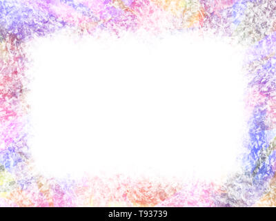 Farbenfrohe abstrakte Rahmen mit zerknittertem Papier. Aquarell Stil im Hintergrund weiße Leerzeichen für Text. Kreative Dekoration Design. Stockfoto