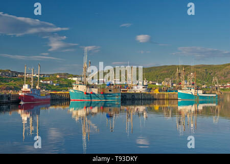 Fischerboote im Hafen von La Scie aus den Atlantischen Ozean. Baie Verte Halbinsel. La Scie Neufundland und Labrador Kanada Stockfoto