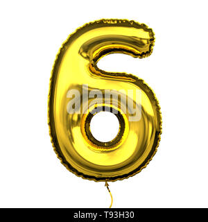 Goldener Metallic Buchstabe Ballon Ziffer Ziffer Zahl - 3D-Abbildung Stockfoto