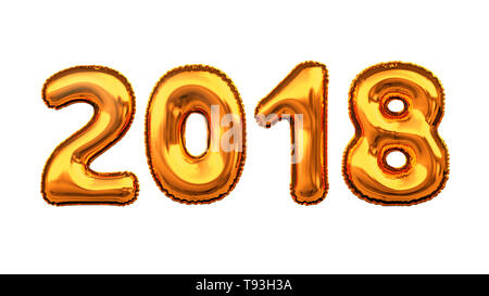 Goldener Metallic Buchstabe Ballon Ziffer Zahl Zahl Jahr - 3D-Abbildung Stockfoto
