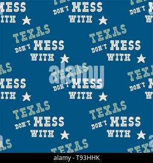 Texas Muster mit Silhouette texas Formen und Text. Jahrgang Hand gezeichnet Typografie nahtlose Abbildung. US-Patches. Silhouette retro Tapeten Stock Vektor
