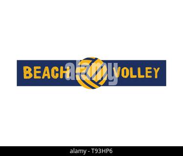 Beach Volleyball Logo Vorlage, Abzeichen. Volley-Schild mit Ball. Farbenfrohes Labeldesign für Sportveranstaltungen oder Clubs. Stock Vektor isoliert auf weiß Stock Vektor