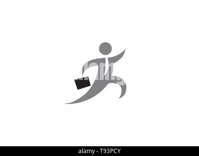 Happy business Mann mit Handtasche und Riegel für Logo Design Illustration Stock Vektor