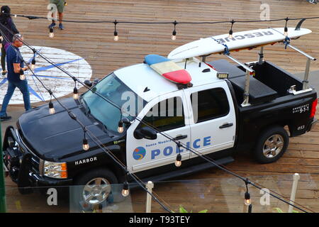 Polizeiauto auf Santa Monica - Los Angeles, Kalifornien Stockfoto