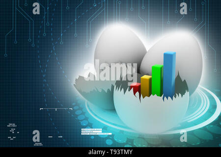 Bunte Unternehmenswachstum Graph in gebrochenen Ei Stockfoto