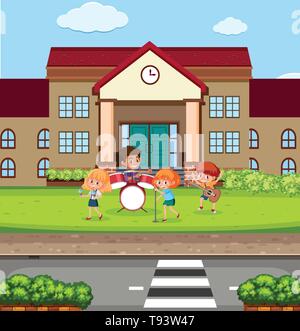 Student Band spielen in der Schule Abbildung Stock Vektor