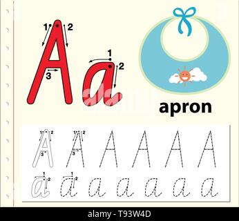 Brief eine Ablaufverfolgung Abbildung alphabet Arbeitsblätter Stock Vektor