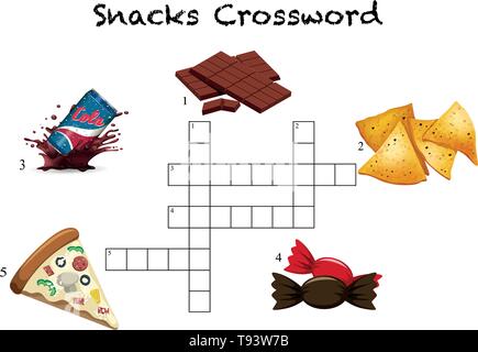 Einen Snack Kreuzworträtsel Vorlage Abbildung Stock Vektor