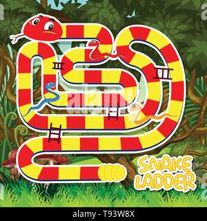 Eine schlange Ladder Spiel Vorlage Abbildung Stock Vektor