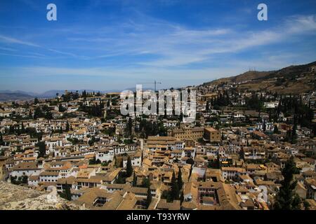 Luftaufnahme über Granada von: Alhambra, Andalusien, Spanien Stockfoto