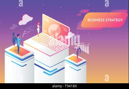 Business Menschen zusammen zu arbeiten und die Entwicklung einer erfolgreichen Unternehmensstrategie, Marketing und Finanzen. Stock Vektor