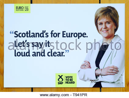 Nicola Sturgeon SNP Europawahlen 2019 Kampagne Packungsbeilage Stockfoto