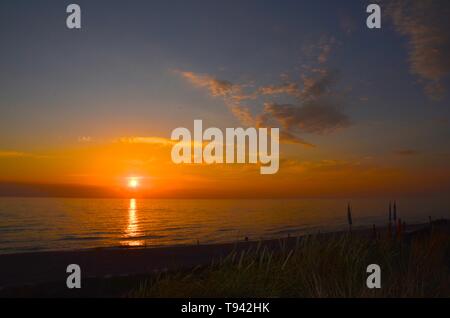 Sonnenuntergang auf Sylt Weststrand Stockfoto