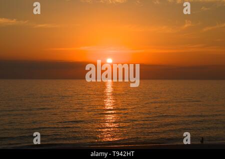 Sonnenuntergang auf Sylt Weststrand Stockfoto