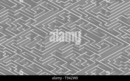 Grau kompliziert Labyrinth in isometrische Ansicht Stock Vektor