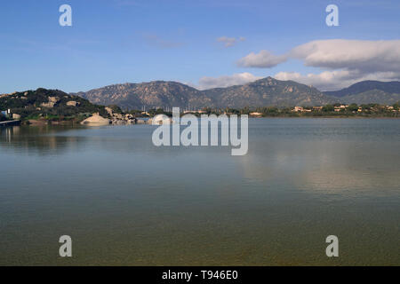 Teich von notteri in der Nähe Porto Giunco Stockfoto