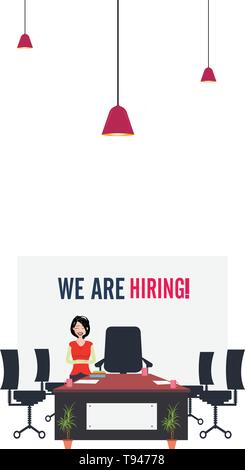 Business Frau sind die Einstellung neuer Mitarbeiter. Freien Platz in einem Büro. Flache Vector Illustration. - Vektor Stock Vektor