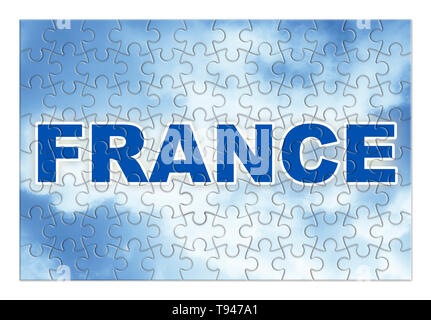 Konstruktion und Rekonstruktion von Frankreich - Konzept Bild im Puzzle Form Stockfoto