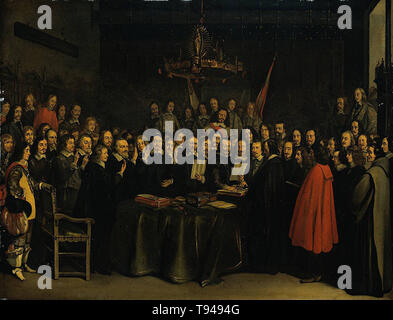 Gerard Ter Borch - Vereidigung Eidesleistung unterzeichnen Vertrag Münster 1648 Stockfoto