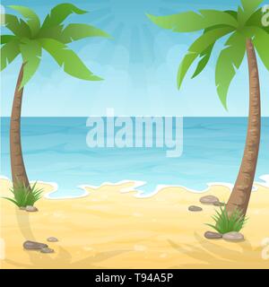 Zwei Palmen am Strand. Stock Vektor