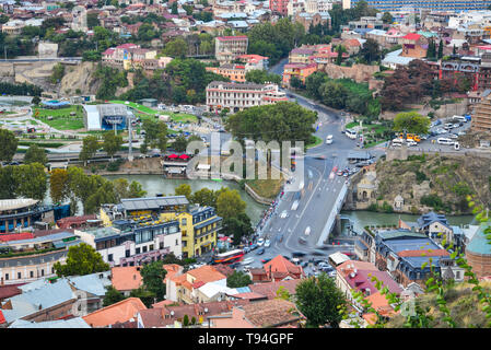 Tiflis, Georgien - May 22, 2018. Luftaufnahme von Tiflis, Georgien. Tiflis ist die Hauptstadt und die grösste Stadt in Georgien. Stockfoto