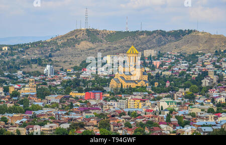 Tiflis, Georgien - May 22, 2018. Luftaufnahme von Tiflis, Georgien. Tiflis ist die Hauptstadt und die grösste Stadt in Georgien. Stockfoto