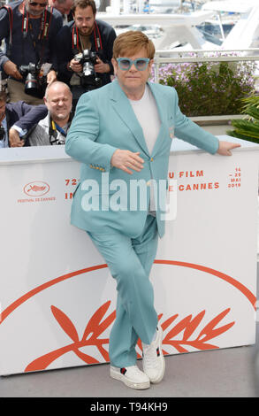 Mai 16, 2019 - Cannes, Frankreich - Cannes, Frankreich - Mai 16: Elton John besucht das Fotoshooting für "Rocketman" während der 72. jährlichen Filmfestspiele von Cannes am 16. Mai 2019 in Cannes, Frankreich. (Bild: © Friedrich InjimbertZUMA Draht) Stockfoto