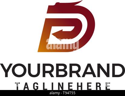 Buchstabe D Dragon Symbol Logo Vektor Stock Vektor