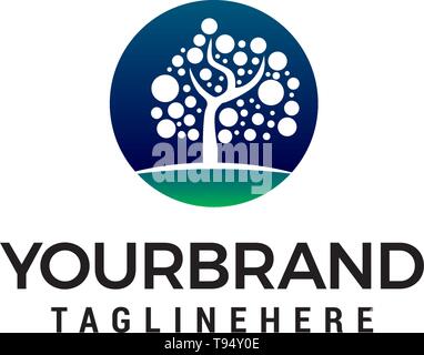 Baum dot Logo Design Konzept Vorlage Vektor Stock Vektor