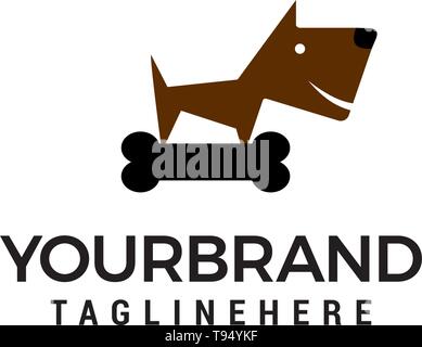 Knochen- und Hund Logo Design Konzept Vorlage Vektor Stock Vektor