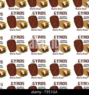 Gyros muster textur Design, Vector Illustration Gyros griechische Essen Hintergrund Stock Vektor
