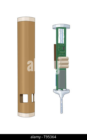 Eine dropsonde ist ein Verschleißteil wetter Aufklärung Gerät erstellt durch das Nationale Zentrum für Atmosphärenforschung (NCAR), entworfen von einem Flugzeug in der Höhe über Wasser fallen gelassen werden (und somit Anschluss) Sturm Bedingungen wie das Gerät fällt an der Oberfläche zu messen. Stockfoto