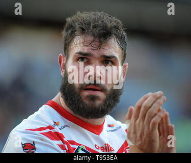 Huddersfield, Großbritannien, 12. 5. 2019. 12. Mai 2019. John Smiths Stadion, Huddersfield, England; Rugby League Coral Challenge Cup, Huddersfield Riesen vs St. Helens; Alex Walmsley von Saint Helens. Dean Williams/RugbyPixUK Stockfoto