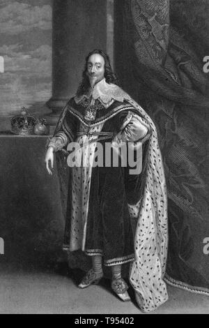 Charles I (November 19, 1600 - Januar 30, 1649) war Monarch der Drei Königreiche von England, Schottland und Irland vom 27. März 1625 bis zu seiner Hinrichtung im Jahre 1649. Charles war der zweite Sohn von König James VI. von Schottland, aber nach dem Tod seines Vaters im Jahre 1603 den englischen Thron übernahm, zog er nach England, wo er auch den Rest seines Lebens verbrachte. Nach seiner Nachfolge, Charles Streit mit dem Parlament von England, das versuchte, seine königliche Vorrecht zu bändigen. Stockfoto