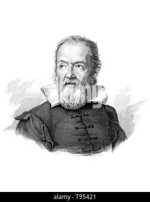 Galileo Galilei (Februar 15, 1564 - 8. Januar 1642) war ein italienischer Physiker, Mathematiker, Astronom und Philosoph, der eine wichtige Rolle in der wissenschaftlichen Revolution spielte. Seine Leistungen gehören Verbesserungen der Teleskop, wichtige astronomische Beobachtungen und Unterstützung für Copernicanism. Er ist der "Vater der modernen Beobachtenden Astronomie', der 'Vater der modernen Physik', der 'Vater der Wissenschaft" und "Vater der modernen Wissenschaft" genannt worden. Stockfoto