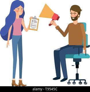 Paar mit im Büro Stuhl avatar Charakter Stock Vektor