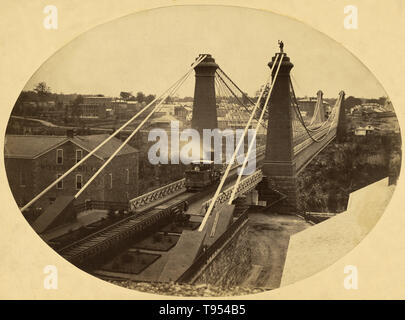 Niagara Falls Suspension Bridge. Silas A. Holmes (USA, 1820 - 1886), Niagara Falls, Ontario, Kanada; 1855-1860. Gesalzene Papier drucken. Stockfoto