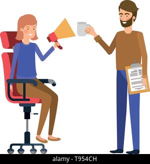 Paar mit im Büro Stuhl avatar Charakter Stock Vektor
