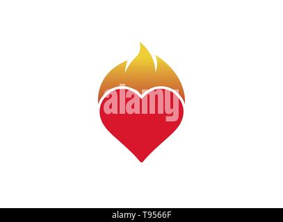 Herz und Feuer für Logo Design Stock Vektor