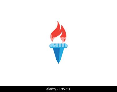 Fackel Feuer und Flamme Symbol für Logo Design Illustration Stock Vektor